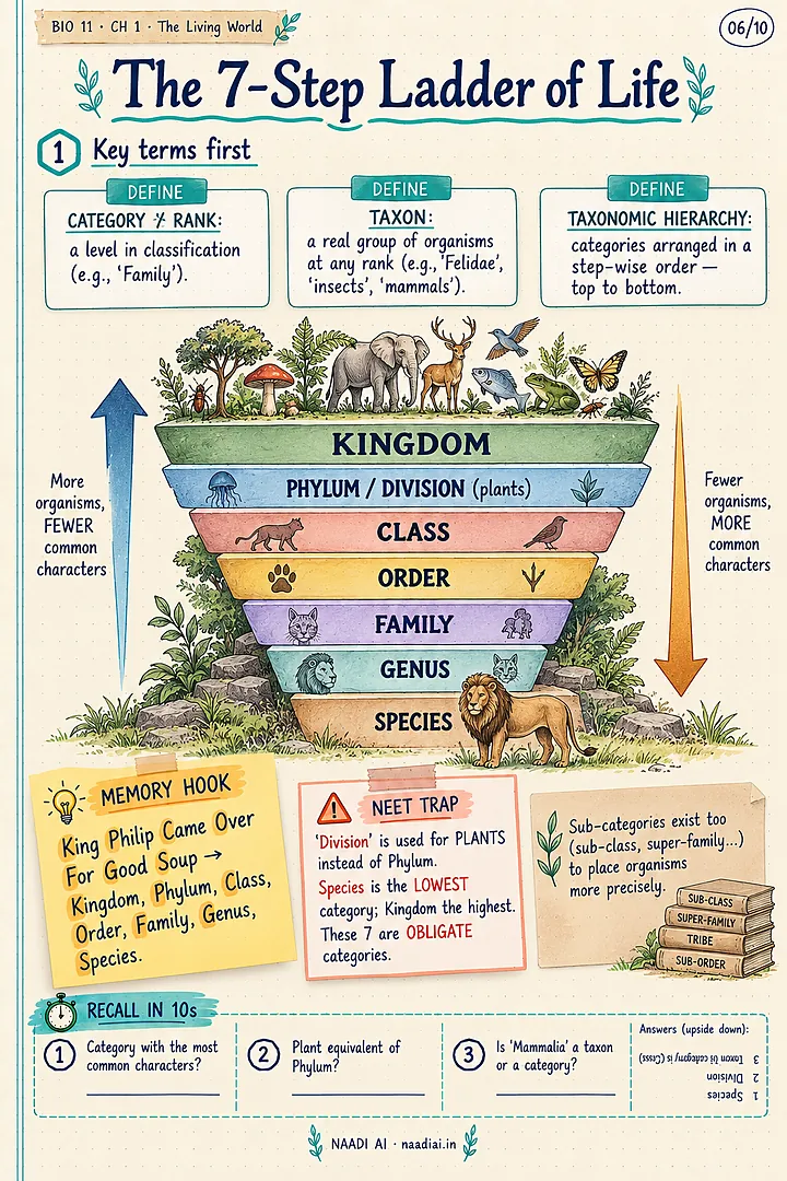 Biology, The Living World: the taxonomic hierarchy as a ladder