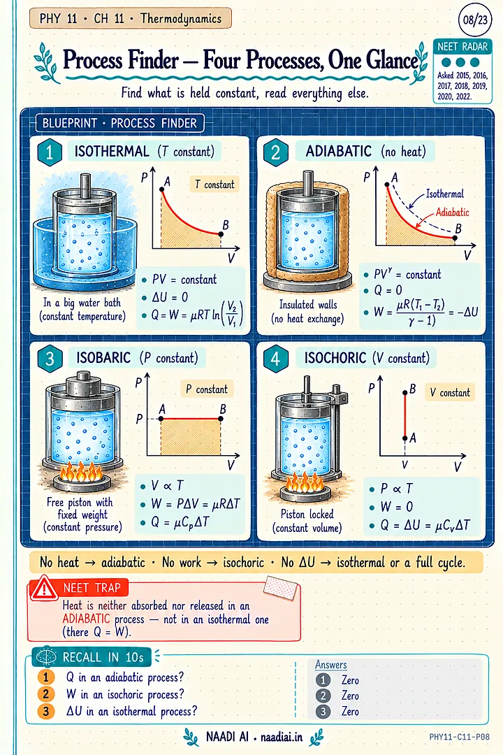 Physics, Thermodynamics: the four processes at a glance